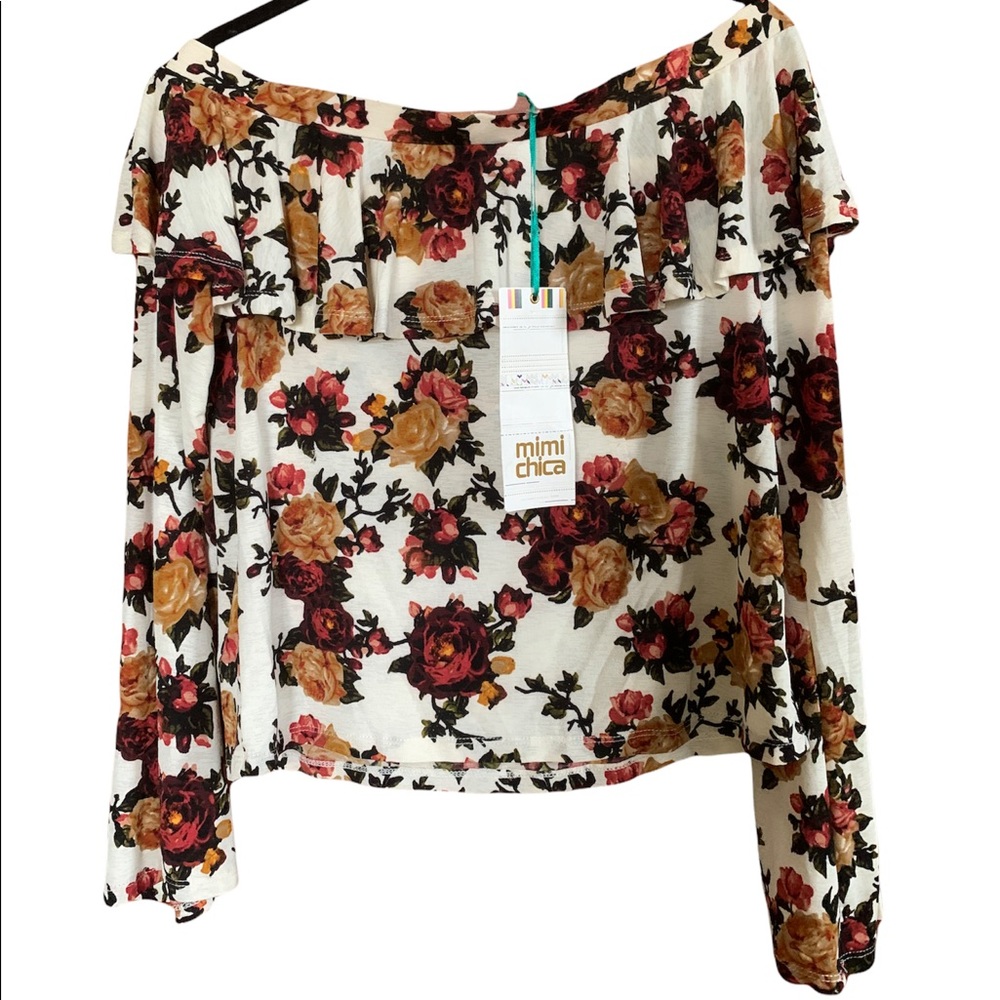 Band new floral off the shoulder long sleeve shirt